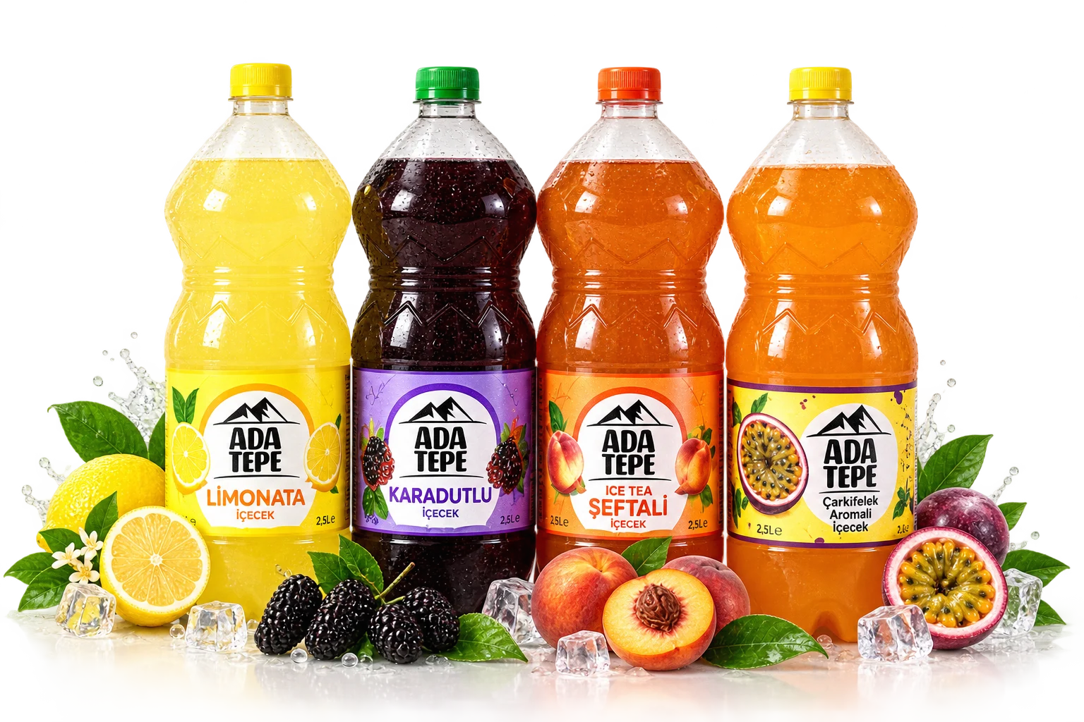 Limonata, karadut, ice tea ve Çarkıfılek meyveli içecek çeşitlerimizle her yudumda ferahlık sunuyoruz.